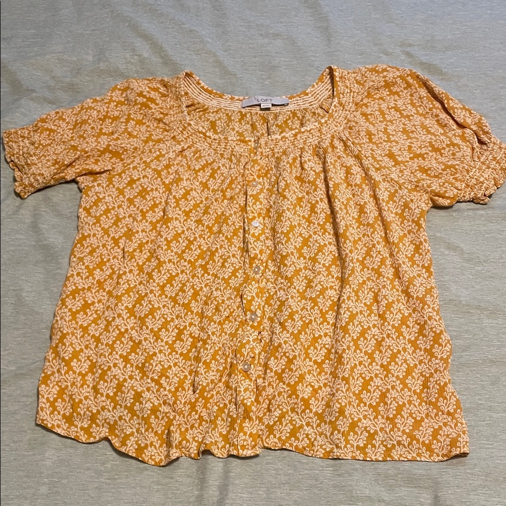 Loft Flowy Yellow Blouse